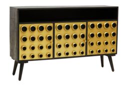 Orsina Stylish Three-Drawer Mango Wooden Sideboard, Mid-Century Modern Side Board for Living Room Organization in Gold - thumbnail 2