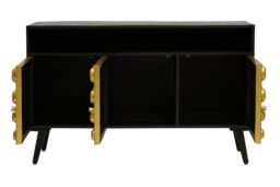 Orsina Stylish Three-Drawer Mango Wooden Sideboard, Mid-Century Modern Side Board for Living Room Organization in Gold - thumbnail 3