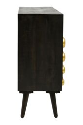 Orsina Stylish Three-Drawer Mango Wooden Sideboard, Mid-Century Modern Side Board for Living Room Organization in Gold - thumbnail 4