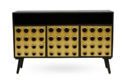 Orsina Stylish Three-Drawer Mango Wooden Sideboard, Mid-Century Modern Side Board for Living Room Organization in Gold - thumbnail 6