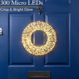 Christow Light Up Christmas Wreath Iridescent Warm White LED Door Decoration 38cm (S) 50cm (L) - Size: Large - thumbnail 3