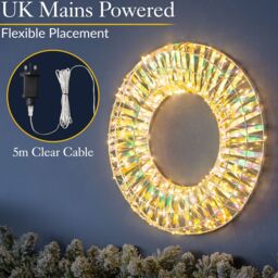 Christow Light Up Christmas Wreath Iridescent Warm White LED Door Decoration 38cm (S) 50cm (L) - Size: Large - thumbnail 6