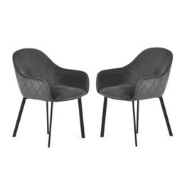 Cheshire Valencia Premium Grey Velvet Dining Chairs - Set of 2 - thumbnail 1