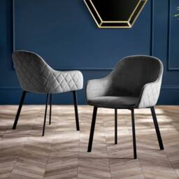 Cheshire Valencia Premium Grey Velvet Dining Chairs - Set of 2 - thumbnail 4