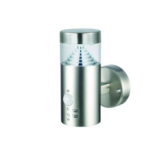 Netlighting Pyramid Outdoor Wall PIR IP44 3.3W Brushed Stainless Steel in Grey