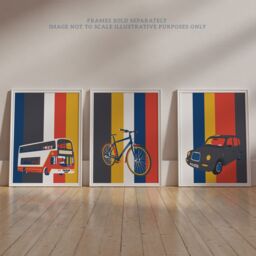 Artery8 Wall Art Print Pack of 3 A4 Edinburgh Transport Bicycle Bus Taxi Car Black Cab Transportation Retro Living Room s Set - thumbnail 6