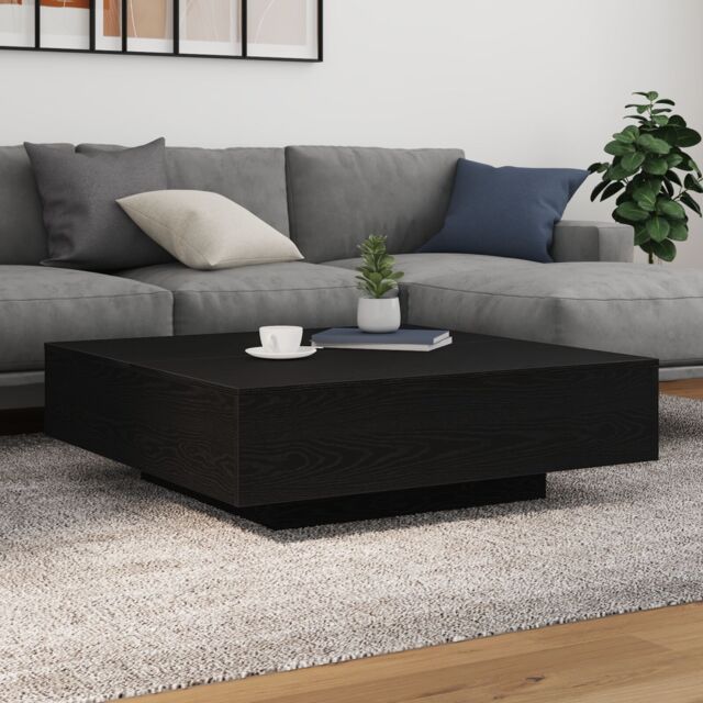 Berkfield Home Coffee Table with LED Lights Black Oak 100x100x31 cm - Size: 100 x 100 x 31 cm - image 1