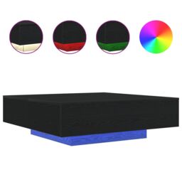 Berkfield Home Coffee Table with LED Lights Black Oak 100x100x31 cm - Size: 100 x 100 x 31 cm - thumbnail 4