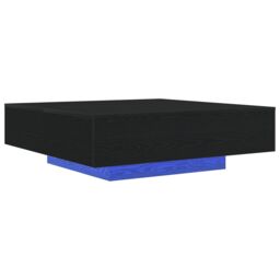 Berkfield Home Coffee Table with LED Lights Black Oak 100x100x31 cm - Size: 100 x 100 x 31 cm - thumbnail 2