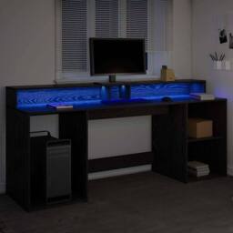 Berkfield Home Desk Black Oak 200x55x91 cm Engineered Wood - Size: 200 x 55 x 91 cm - thumbnail 5
