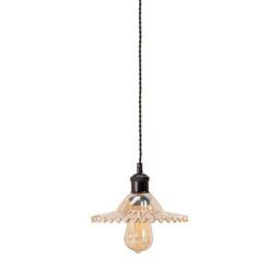 ValueLights Lucrezia Pendant Light with Frilled Glass Shade in Amber - Size: 9 inches - thumbnail 1