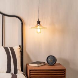 ValueLights Lucrezia Pendant Light with Frilled Glass Shade in Amber - Size: 9 inches - thumbnail 3