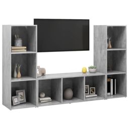 Berkfield Home TV Cabinets 3 pcs Concrete Grey 107x35x37 cm Engineered Wood - Size: 107 x 35 x 37 cm - thumbnail 3
