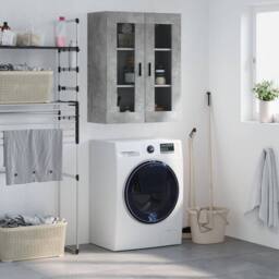 Berkfield Home Wall Mounted Cabinet Concrete Grey 69.5x34x90 cm - thumbnail 2