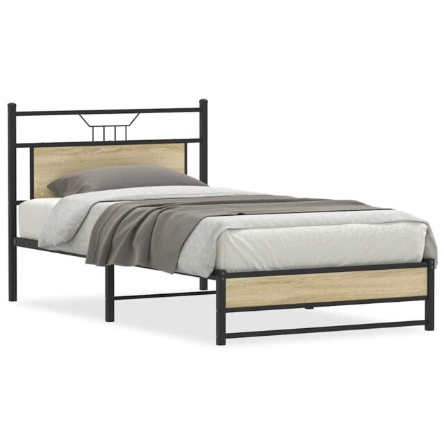 Berkfield Home Bed Frame without Mattress Sonoma Oak 100x200 cm Engineered Wood in Brown - image 1