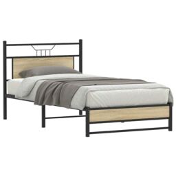 Berkfield Home Bed Frame without Mattress Sonoma Oak 100x200 cm Engineered Wood in Brown - thumbnail 2