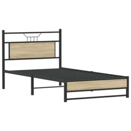 Berkfield Home Bed Frame without Mattress Sonoma Oak 100x200 cm Engineered Wood in Brown - thumbnail 3