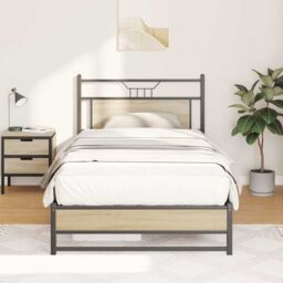 Berkfield Home Bed Frame without Mattress Sonoma Oak 100x200 cm Engineered Wood in Brown - thumbnail 4