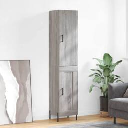 Berkfield Home Highboard Grey Sonoma 34.5x34x180 cm Engineered Wood - thumbnail 2