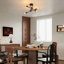 COMELY Ceiling Lights, 4 Lights Sputnik Chandeliers, Black Vintage Pendant - thumbnail 3