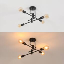 COMELY Ceiling Lights, 4 Lights Sputnik Chandeliers, Black Vintage Pendant - thumbnail 7