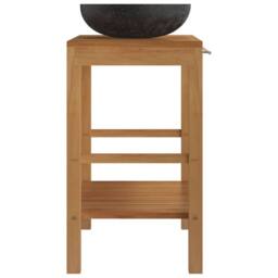 Berkfield Home Bathroom Vanity Cabinet Solid Teak with Sink Marble Black - thumbnail 3