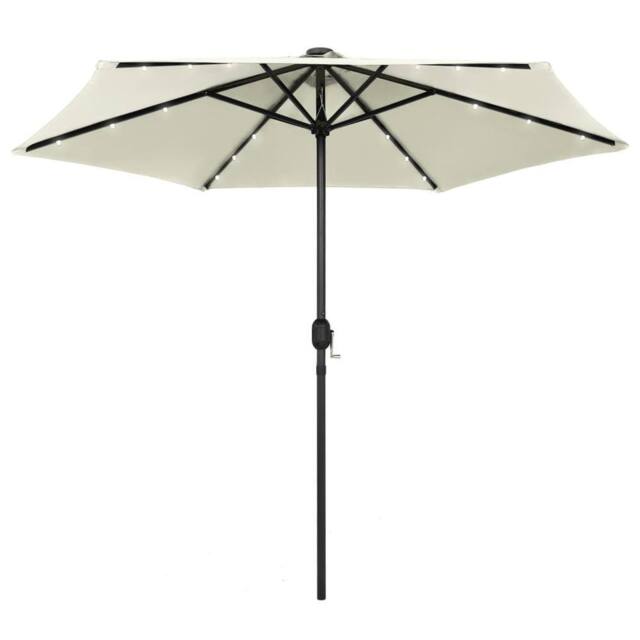 Berkfield Home Parasol with LED Lights & Aluminium Pole 270 cm Sand White - image 1