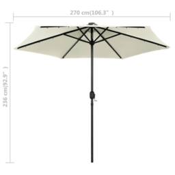 Berkfield Home Parasol with LED Lights & Aluminium Pole 270 cm Sand White - thumbnail 6