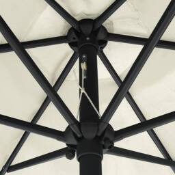 Berkfield Home Parasol with LED Lights & Aluminium Pole 270 cm Sand White - thumbnail 5