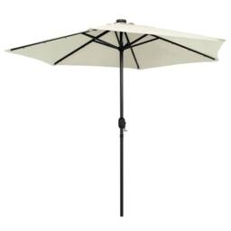 Berkfield Home Parasol with LED Lights & Aluminium Pole 270 cm Sand White - thumbnail 3