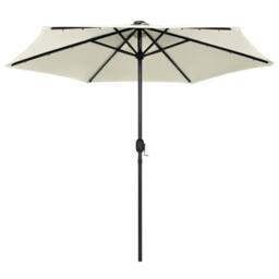 Berkfield Home Parasol with LED Lights & Aluminium Pole 270 cm Sand White - thumbnail 2