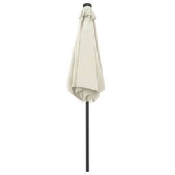Berkfield Home Parasol with LED Lights & Aluminium Pole 270 cm Sand White - thumbnail 4