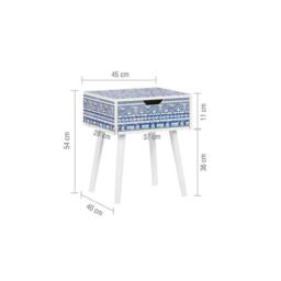 Birlea Santorini 1 Drawer Bedside Cabinet Chest Table Shabby Chic Blue - Size: Medium - thumbnail 4