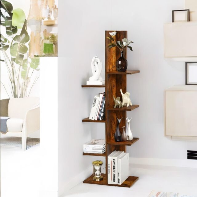 Rafaelo Mobilia Industrial 8 Tier Free-Standing Tree Display Stand in Dark Brown - image 1