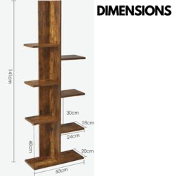 Rafaelo Mobilia Industrial 8 Tier Free-Standing Tree Display Stand in Dark Brown - thumbnail 6
