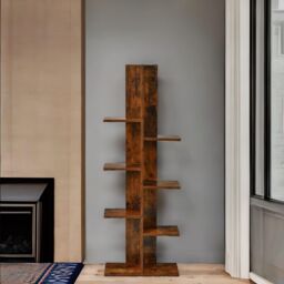 Rafaelo Mobilia Industrial 8 Tier Free-Standing Tree Display Stand in Dark Brown - thumbnail 4