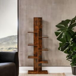 Rafaelo Mobilia Industrial 8 Tier Free-Standing Tree Display Stand in Dark Brown - thumbnail 3