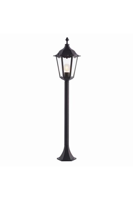 Netlighting Burford 1 Light Outdoor Floor Lamp Matt Black Paint Glass IP44 E27 in Clear