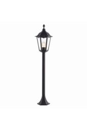 Netlighting Burford 1 Light Outdoor Floor Lamp Matt Black Paint Glass IP44 E27 in Clear