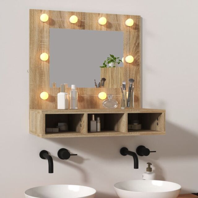 Berkfield Home Mirror Cabinet with LED Sonoma Oak 60x31.5x62 cm in Brown - image 1