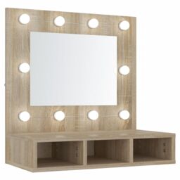 Berkfield Home Mirror Cabinet with LED Sonoma Oak 60x31.5x62 cm in Brown - thumbnail 2
