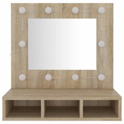 Berkfield Home Mirror Cabinet with LED Sonoma Oak 60x31.5x62 cm in Brown - thumbnail 5