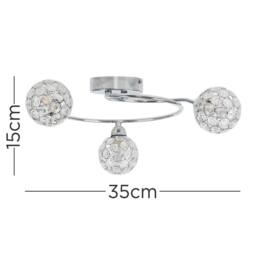 EONLION 3 Way Ceiling Light Fitting Acrylic Jewel Shades in Silver - thumbnail 2