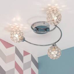 EONLION 3 Way Ceiling Light Fitting Acrylic Jewel Shades in Silver - thumbnail 3