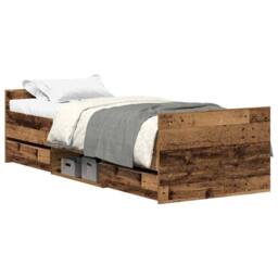 Berkfield Home Bed Frame without Mattress Old Wood 90x200cm Engineered Wood in Brown - Size: 90x200 cm - thumbnail 1