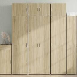 Berkfield Home Highboard Sonoma Oak 70x42.5x185 cm Engineered Wood in Light Oak - thumbnail 1