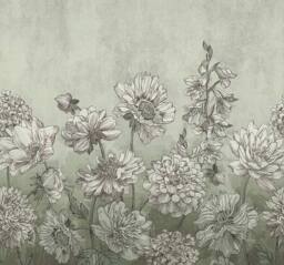 Superfresco Easy Muted Floral Duck Egg Print To Order 3m x 2.8m Mural in Blue - thumbnail 2