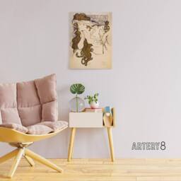 "Artery8 Salon des Cent Vintage French Drawing Canvas Wall Art Print Mucha in Beige - Size: W18"" x H24""" - thumbnail 3
