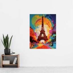 Artery8 Wall Art Print Abstract Paris Eiffel Tower Sunrise Colour Explosion France Monument Vibrant Bold Bright Colourful Painting Poster - thumbnail 4