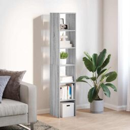Berkfield Home Bookcases 2 pcs Stackable Grey Sonoma 30x30x80 cm Engineered Wood - Size: 30 x 30 x 80 cm - thumbnail 3